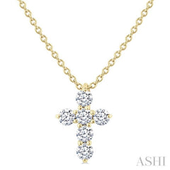 1/4 Ctw Round Cut Diamond Christian Cross 6-Stone Fashion Pendant With Chain in 14K Yellow Gold 1/4 Ctw Round Cut Diamond Christian Cross 6-Stone Fashion Pendant With Chain in 14K Yellow Gold