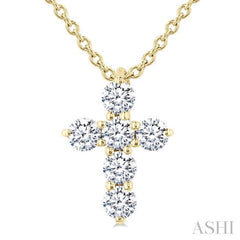1/4 Ctw Round Cut Diamond Christian Cross 6-Stone Fashion Pendant With Chain in 14K Yellow Gold 1/4 Ctw Round Cut Diamond Christian Cross 6-Stone Fashion Pendant With Chain in 14K Yellow Gold