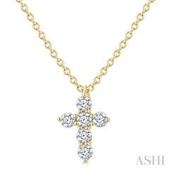 1/6 Ctw Round Cut Diamond Christian Cross 6-Stone Fashion Pendant With Chain in 14K Yellow Gold 1/6 Ctw Round Cut Diamond Christian Cross 6-Stone Fashion Pendant With Chain in 14K Yellow Gold