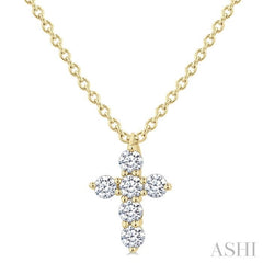 1/6 Ctw Round Cut Diamond Christian Cross 6-Stone Fashion Pendant With Chain in 14K Yellow Gold 1/6 Ctw Round Cut Diamond Christian Cross 6-Stone Fashion Pendant With Chain in 14K Yellow Gold