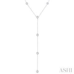 1 Ctw Bezel Set Round Cut Diamond Y-Shape Lariat Station Necklace in 14K White Gold 1 Ctw Bezel Set Round Cut Diamond Y-Shape Lariat Station Necklace in 14K White Gold