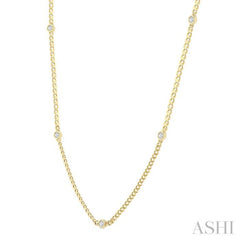1/2 Ctw Bezel-Set Round-Cut Diamond Curb & Cuban Link Fashion Station Necklace in 14K Yellow Gold 1/2 Ctw Bezel-Set Round-Cut Diamond Curb & Cuban Link Fashion Station Necklace in 14K Yellow Gold