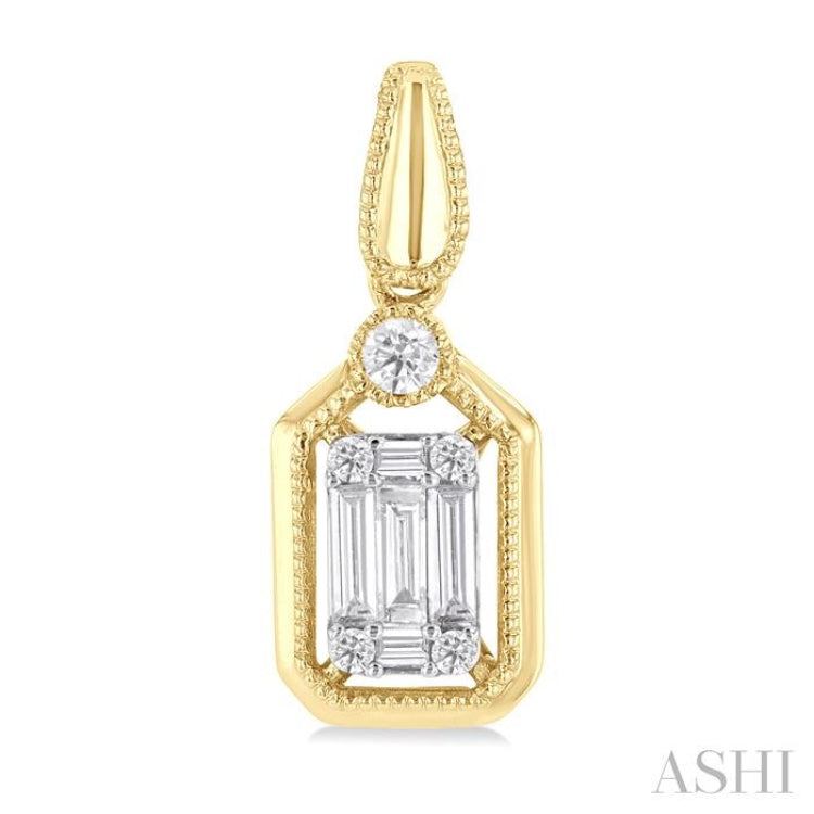 1/3 Ctw Fusion Baguette and Round Cut Diamond Fashion Earrings in 14K Yellow and White Gold 1/3 Ctw Fusion Baguette and Round Cut Diamond Fashion Earrings in 14K Yellow and White Gold