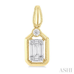 1/3 Ctw Fusion Baguette and Round Cut Diamond Fashion Earrings in 14K Yellow and White Gold 1/3 Ctw Fusion Baguette and Round Cut Diamond Fashion Earrings in 14K Yellow and White Gold