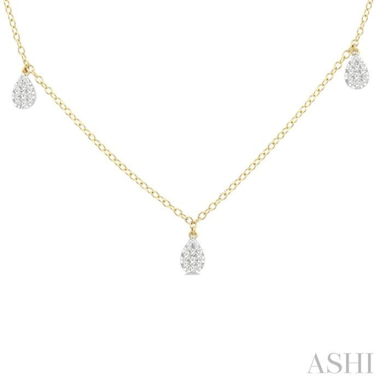 1/3 Ctw Lovebright Pear Motif Round Cut Diamond Station Necklace in 14K Yellow Gold 1/3 Ctw Lovebright Pear Motif Round Cut Diamond Station Necklace in 14K Yellow Gold