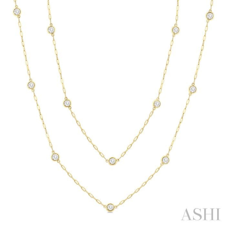 2 Ctw Bezel Set Round Cut Diamond 36-Inch Station Necklace in 14K Yellow Gold 2 Ctw Bezel Set Round Cut Diamond 36-Inch Station Necklace in 14K Yellow Gold