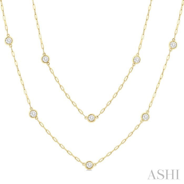 2 Ctw Bezel Set Round Cut Diamond 36-Inch Station Necklace in 14K Yellow Gold 2 Ctw Bezel Set Round Cut Diamond 36-Inch Station Necklace in 14K Yellow Gold