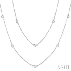1 Ctw Bezel Set Round Cut Diamond Station Long Necklace in 14K White Gold 1 Ctw Bezel Set Round Cut Diamond Station Long Necklace in 14K White Gold