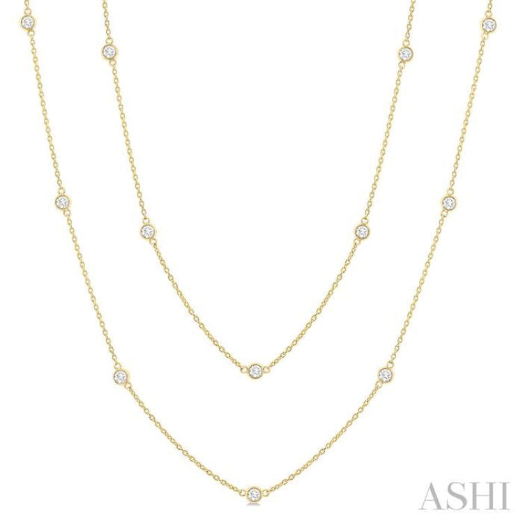 1 Ctw Bezel Set Round Cut Diamond Station Long Necklace in 14K Yellow Gold 1 Ctw Bezel Set Round Cut Diamond Station Long Necklace in 14K Yellow Gold