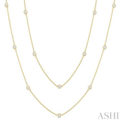 1 Ctw Bezel Set Round Cut Diamond Station Long Necklace in 14K Yellow Gold 1 Ctw Bezel Set Round Cut Diamond Station Long Necklace in 14K Yellow Gold