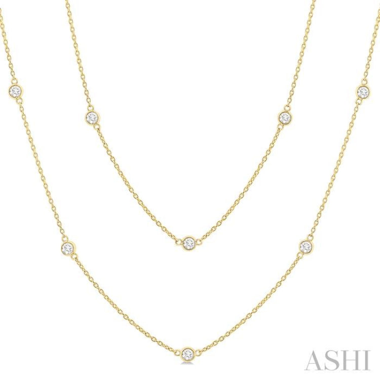 1 Ctw Bezel Set Round Cut Diamond Station Long Necklace in 14K Yellow Gold 1 Ctw Bezel Set Round Cut Diamond Station Long Necklace in 14K Yellow Gold