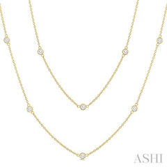 1 Ctw Bezel Set Round Cut Diamond Station Long Necklace in 14K Yellow Gold 1 Ctw Bezel Set Round Cut Diamond Station Long Necklace in 14K Yellow Gold