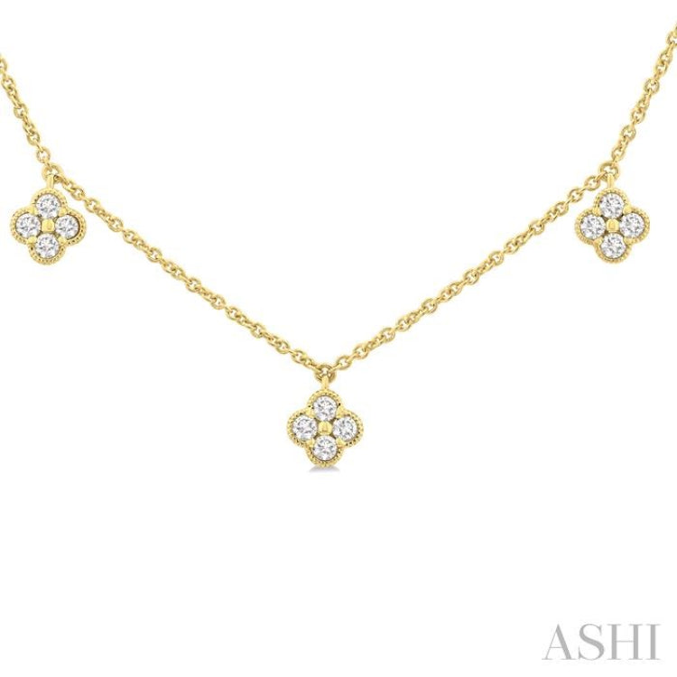 5/8 Ctw Clover Round Cut Diamond Station Necklace in 14K Yellow Gold 5/8 Ctw Clover Round Cut Diamond Station Necklace in 14K Yellow Gold