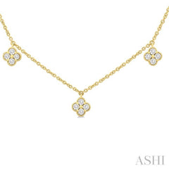 5/8 Ctw Clover Round Cut Diamond Station Necklace in 14K Yellow Gold 5/8 Ctw Clover Round Cut Diamond Station Necklace in 14K Yellow Gold