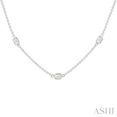 1 1/2 Ctw Emerald Cut Diamond Station Necklace in 14K White Gold 1 1/2 Ctw Emerald Cut Diamond Station Necklace in 14K White Gold