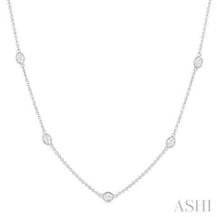 1 1/2 Ctw Bezel Set Oval Cut Diamond Station Necklace in 14K White Gold 1 1/2 Ctw Bezel Set Oval Cut Diamond Station Necklace in 14K White Gold