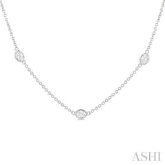 1 1/2 Ctw Bezel Set Oval Cut Diamond Station Necklace in 14K White Gold 1 1/2 Ctw Bezel Set Oval Cut Diamond Station Necklace in 14K White Gold