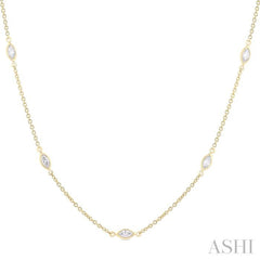 1 1/2 Ctw Marquise Cut Diamond Fashion Necklace in 14K Yellow Gold 1 1/2 Ctw Marquise Cut Diamond Fashion Necklace in 14K Yellow Gold