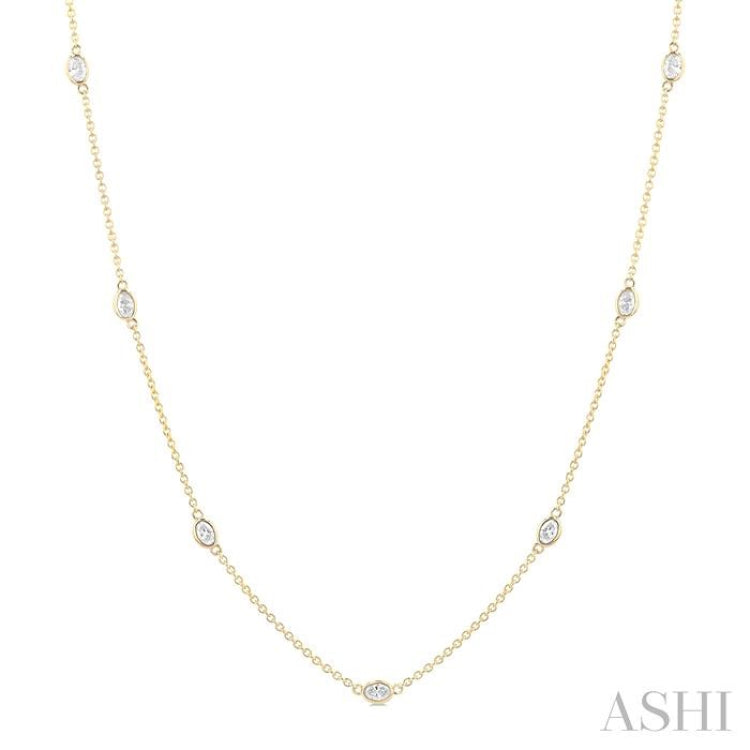 1 Ctw Bezel Set Oval Cut Diamond Station Necklace in 14K Yellow Gold 1 Ctw Bezel Set Oval Cut Diamond Station Necklace in 14K Yellow Gold