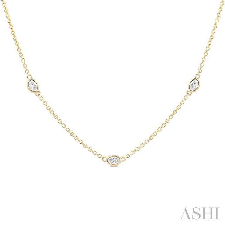 1 Ctw Bezel Set Oval Cut Diamond Station Necklace in 14K Yellow Gold 1 Ctw Bezel Set Oval Cut Diamond Station Necklace in 14K Yellow Gold