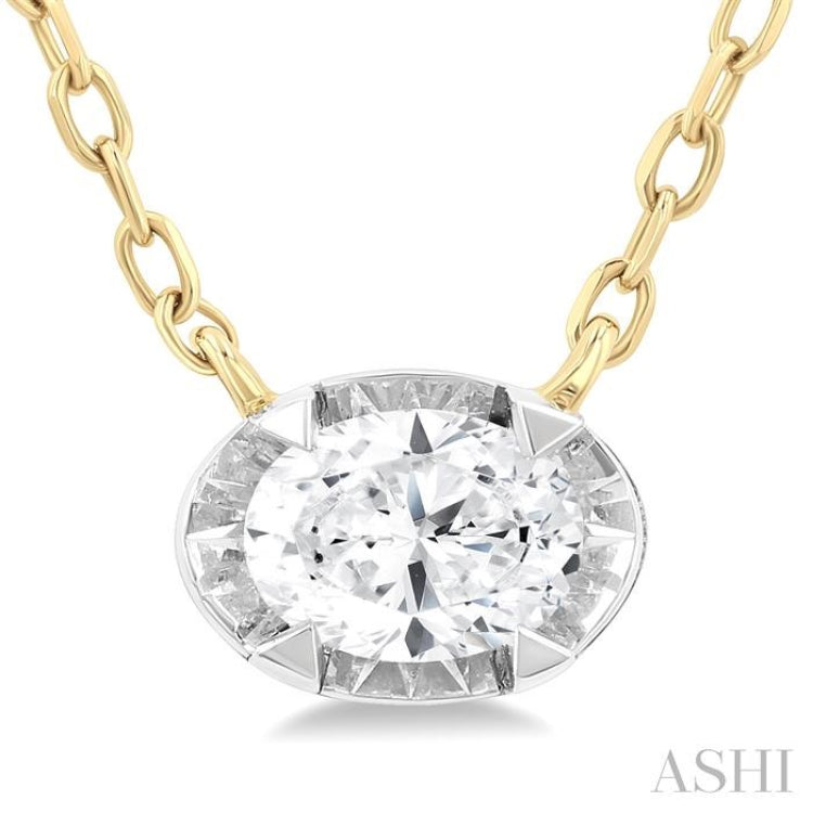 1/4 Ctw Oval and Bezel Set Round Cut Diamond Station Necklace in 14K Yellow and White Gold 1/4 Ctw Oval and Bezel Set Round Cut Diamond Station Necklace in 14K Yellow and White Gold