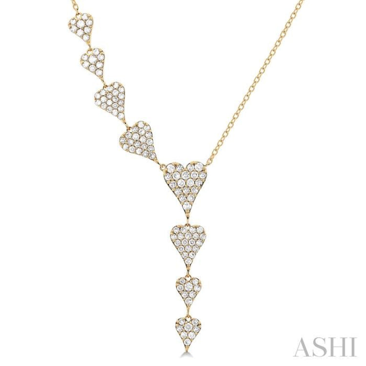 3/4 Ctw Heart Dangler Round Cut Diamond Fashion Necklace in 14K Yellow Gold 3/4 Ctw Heart Dangler Round Cut Diamond Fashion Necklace in 14K Yellow Gold