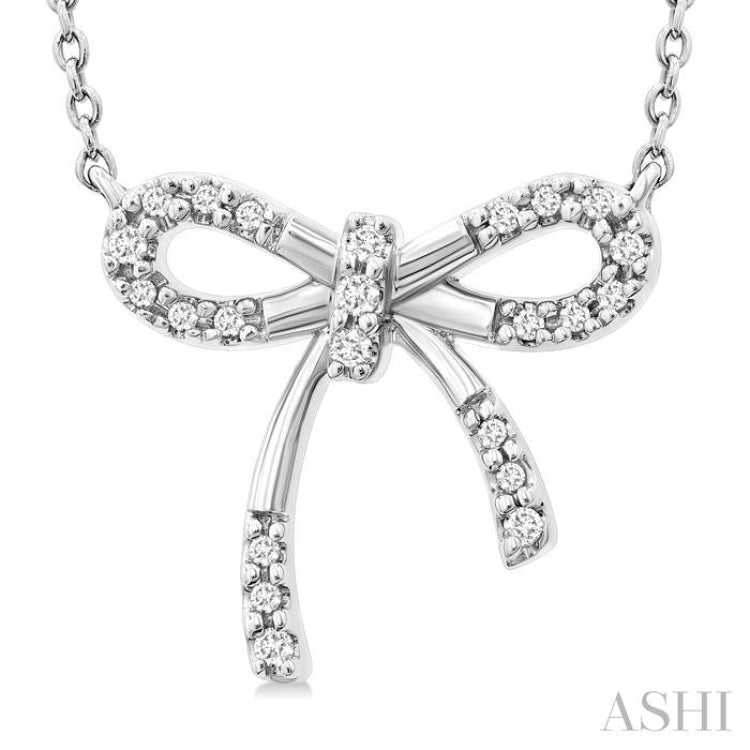 1/10 Ctw Bow Single Cut Diamond Fashion Pendant With Chain in Sterling Silver 1/10 Ctw Bow Single Cut Diamond Fashion Pendant With Chain in Sterling Silver