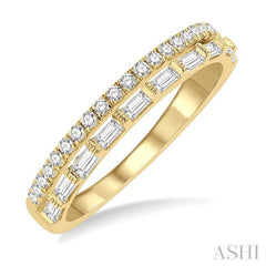 1/2 Ctw Parallel Row Baguette and Round Cut Diamond Stackable Fashion Band in 14K Yellow Gold 1/2 Ctw Parallel Row Baguette and Round Cut Diamond Stackable Fashion Band in 14K Yellow Gold