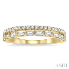 1/2 Ctw Parallel Row Baguette and Round Cut Diamond Stackable Fashion Band in 14K Yellow Gold 1/2 Ctw Parallel Row Baguette and Round Cut Diamond Stackable Fashion Band in 14K Yellow Gold