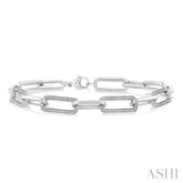 1/10 Ctw Bold Single Cut Diamond Paperclip Fashion Bracelet in Sterling Silver