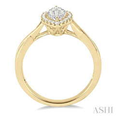 1/3 Ctw Marquise Shape Round Cut Diamond Lovebright Ring in 14K Yellow and White Gold