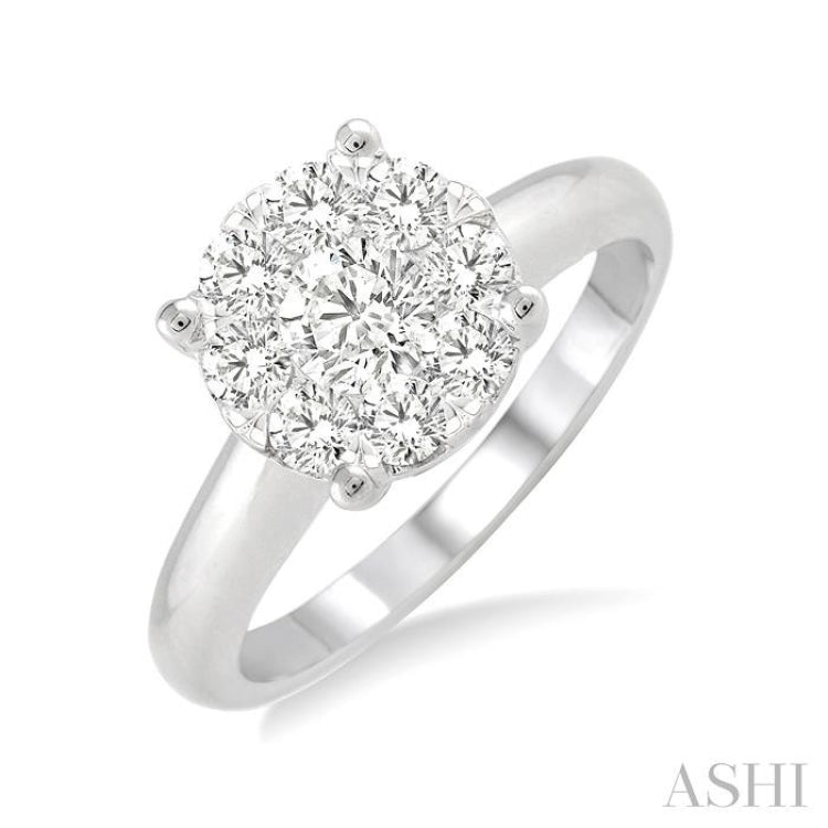 1/2 Ctw Lovebright Round Cut Diamond Bridal Ring in 14K White Gold