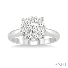 1/2 Ctw Lovebright Round Cut Diamond Bridal Ring in 14K White Gold