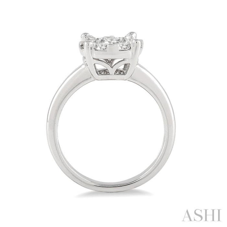 1/4 Ctw Lovebright Round Cut Diamond Bridal Ring in 14K White Gold
