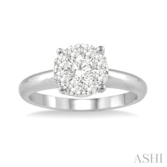 1/8 Ctw Lovebright Round Cut Diamond Bridal Ring in 14K White Gold