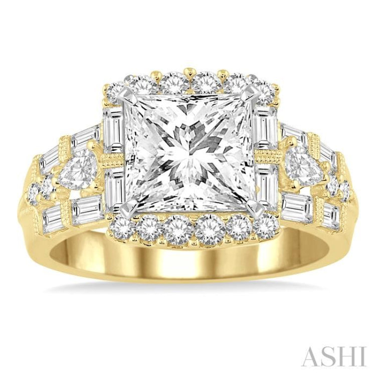 1 1/6 Ctw Diamond Semi-mount Engagement Ring in 14K Yellow and White Gold