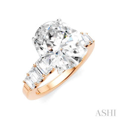 1 1/4 Ctw Oval Shape Emerald and Round Cut Diamond Semi-Mount Engagement Ring in 14K Rose and White Gold