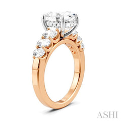 1 1/4 Ctw Oval Shape Oval and Round Cut Diamond Semi-Mount Engagement Ring in 14K Rose and White Gold