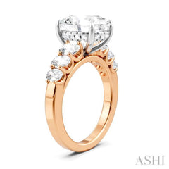 1 1/4 Ctw Oval Shape Oval and Round Cut Diamond Semi-Mount Engagement Ring in 14K Rose and White Gold