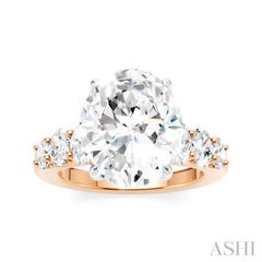 1 1/4 Ctw Oval Shape Oval and Round Cut Diamond Semi-Mount Engagement Ring in 14K Rose and White Gold