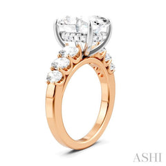 1 1/4 Ctw Oval Shape Oval and Round Cut Diamond Semi-Mount Engagement Ring in 14K Rose and White Gold