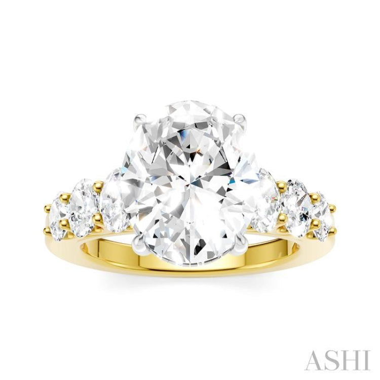 1 1/4 Ctw Oval Shape Oval and Round Cut Diamond Semi-Mount Engagement Ring in 14K Yellow and White Gold