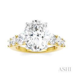 1 1/4 Ctw Oval Shape Round Cut Diamond Semi-Mount Engagement Ring in 14K Yellow and White Gold
