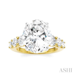 1 1/4 Ctw Oval Shape Round Cut Diamond Semi-Mount Engagement Ring in 14K Yellow and White Gold