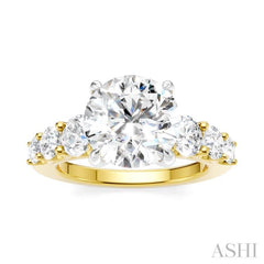 1 1/5 Ctw Round Shape Round Cut Diamond Semi-Mount Engagement Ring in 14K Yellow and White Gold