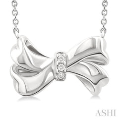 1/50 Ctw Bow Single Cut Diamond Fashion Pendant With Chain in Sterling Silver