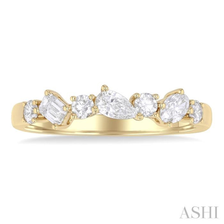 5/8 Ctw Mixed Shape Diamond Cut Fashion Band in 14K Yellow Gold