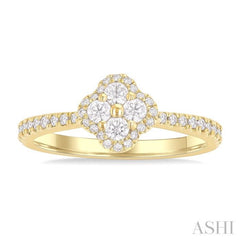1/2 Ctw Clover Round Cut Diamond Fashion Ring in 14K Yellow Gold