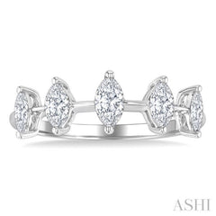 3/4 Ctw Marquise Cut Diamond Half Eternity 5-Stone Fashion Band in 14K White Gold