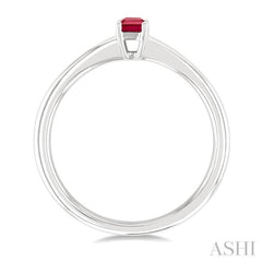 5x3 MM Octagon Shape Ruby Precious Solitaire Ring in 14K White Gold